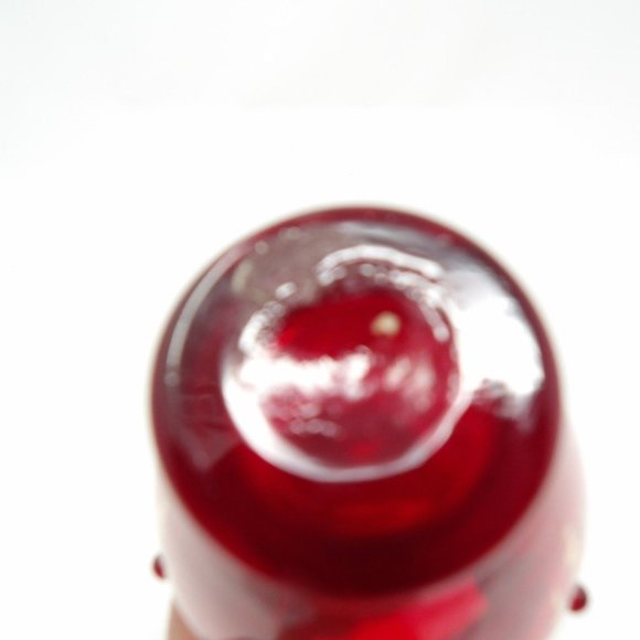 Vintage Hand Blown Red Glass Vase with Gold Design and Red Applied Glass Dots 4 - Picture 10 of 10